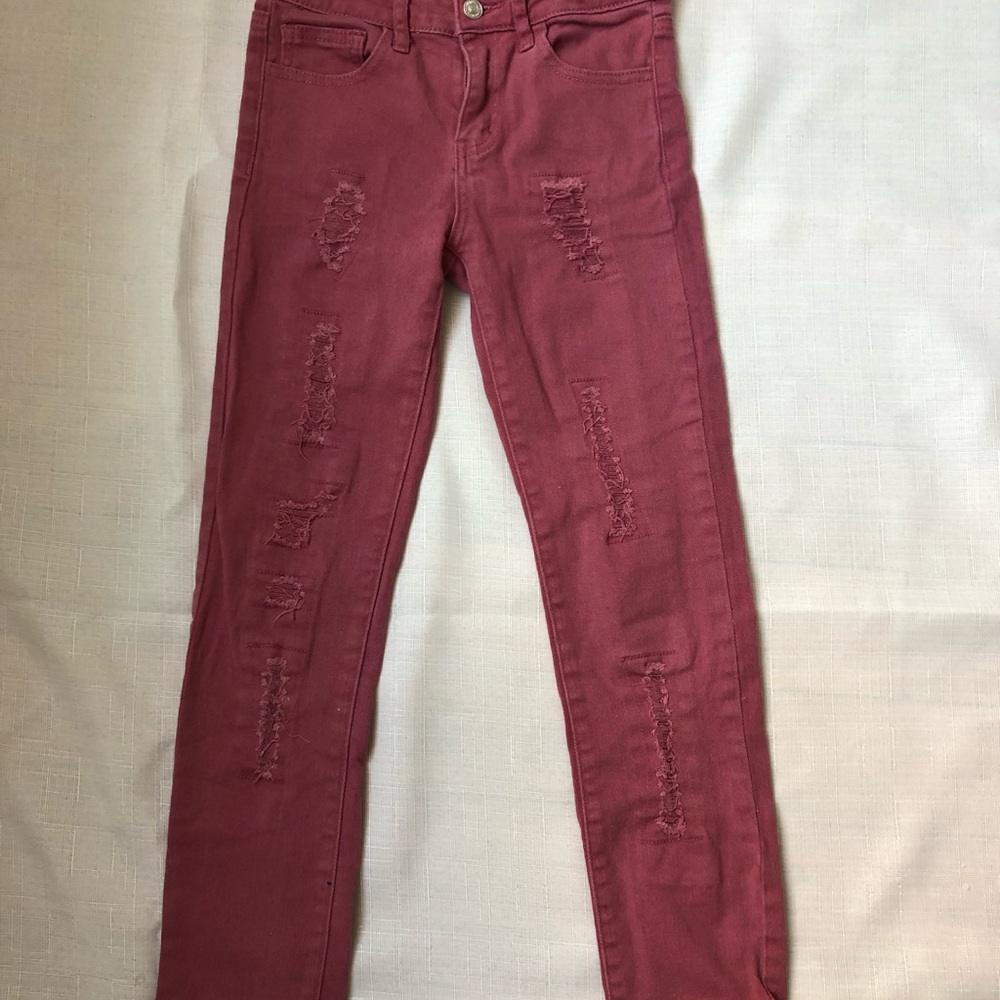 Forever 21 dark pink ripped jeans